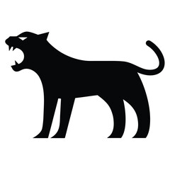 Angry Tiger Silhouette Bold Wild Animal Line Art Vector for Logos and Prints