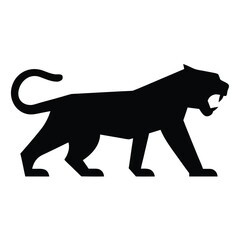Angry Tiger Silhouette Bold Wild Animal Line Art Vector for Logos and Prints