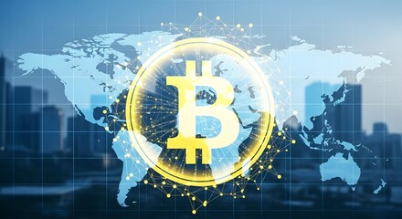 Digital Bitcoin Globe Background
