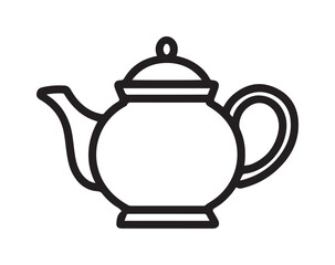 Obraz premium Black and White Outline of a Classic Teapot Design