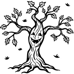 creepy tree with twisted branches SVG file on a white background