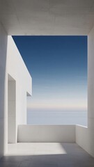 Obraz premium Modern Architectural Balcony with Clear Sky View