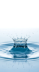 Close up of a water splash crown formation on a white background
