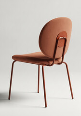 Modern upholstered armchair with thin metal legs and curved back
