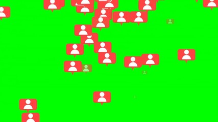 Floating Follower Pop Up Alert. Animated User Icon with Pop-Up Effect. Social Media on green screen - Powered by Adobe