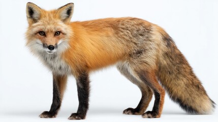 Fototapeta premium Red fox portrait against white background