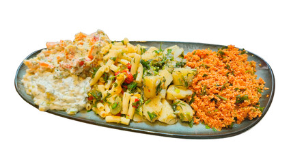 cold salad varieties in an isolated boat plate