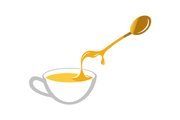 A Silver Spoon Holding Golden Honey Cup of Coffee