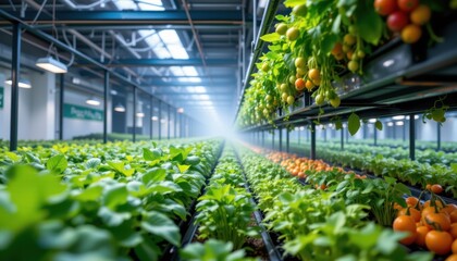 imagine an indoor farm with precise temperature and humidity management improving plant quality enhancing growth uniformity flavor aroma color texture leaf health and overall productivity continuously