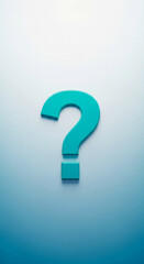 Teal question mark on light-blue background, simple design, symbolizes inquiry, uncertainty, or problem-solving, suitable for website or presentation
