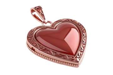 Garnet Heart Locket on transparent background