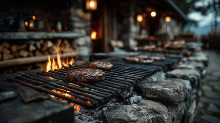barbecue grill on the fire
