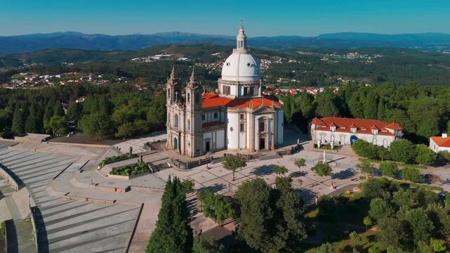 Aerial of Sanctuary of Our Lady of Sameiro near Braga, Northern Portugal