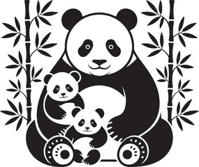 Obraz premium Panda Bundle Vector – Cute and Wild Panda Silhouette CollectionPanda Head and Full Body Vector Bundle – Cartoon and Wildlife DesignPanda Silhouette Bundle – Animal Clipart Set for Logo, Art, and D