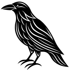 Obraz premium Stylized black bird silhouette with white feather details