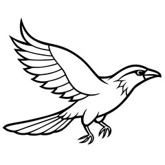 Fototapeta premium Stylized black and white line art of a bird in flight