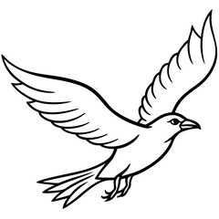Obraz premium Stylized black and white line art of a bird in flight
