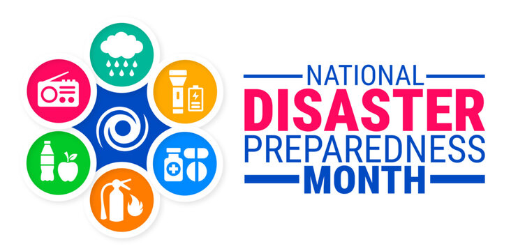 national disaster preparedness month background, banner, card or poster design template is observed every year during September, to raise awareness about the mission. Vector illustration.