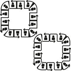 Abstract frame border. Connecting arrow symbols. Geometric corner pattern. Vector digital graphic. EPS 10.