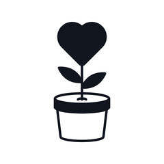 Love Plant glyph icon with white background vector stock illustration