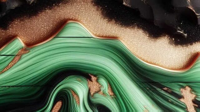 An abstract texture that combines natural beauty and luxury. The wavy emerald green color resembles malachite marble, with dynamic flowing veins.