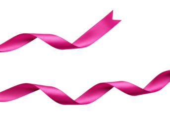 A vibrant magenta pink satin ribbon flowing in an elegant S-curve on transparent, soft studio light, delicate long shadows, concept of elegant flow