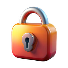 Orange lock with keyhole isolated on transparent background