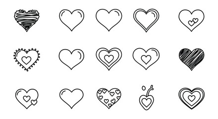 Collection of Hand Drawn Heart Shapes for Valentine s Day or Love Themes