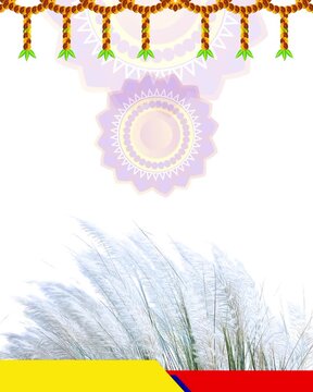 Beautiful Durga Puja Animated Background with Kash Phool, Festive Bengali Puja Theme Motion Background with Flowers and Traditional Celebration Design