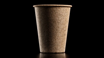Eco-Friendly Biodegradable Coffee Cup Against Black Background with Reflective Surface