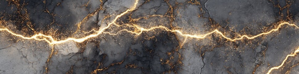 Luminous Cracks Illuminate a Dark Gray Surface in an Intriguing and Mysterious Visual