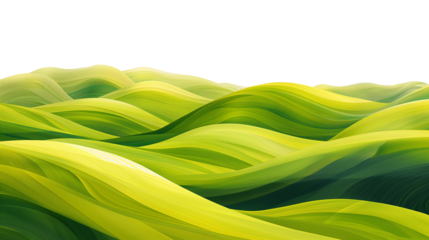 Green Wave Patterns. Abstract nature-inspired flowing shapes. Fresh eco background for modern design.  Isolated on transparent background, png