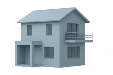 Modern two-story house rendering, featuring sleek balcony design, transparent backdrop highlighting architectural details