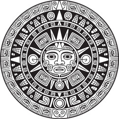 Obraz premium Bold, striking Aztec sun stone design for creative projects