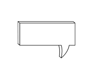 Blank rectangular speech bubble outline with tail on white background. Simple dialogue box template for comic, chat, or message design. Minimal conversation graphic element illustration.