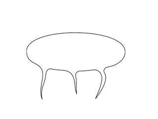 Empty speech bubble outline on white background for text or comic design. Simple dialogue balloon template for communication, chat, or graphic art. Minimal cartoon conversation symbol.