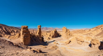 Fototapeta premium Dramatic rock formations in Atacama Desert Valley of the Moon.