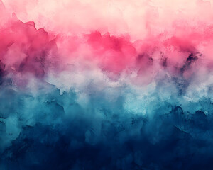 Obraz premium Abstract watercolor background styled with a vintage aesthetic, showcasing a dramatic blend of vibrant pink and deep indigo blue washes.