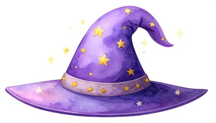 Purple wizard hat with stars