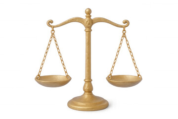 Legal justice symbol featuring golden balance scale, representing fairness and law against transparent clean background