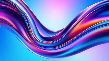 Vibrant iridescent wave of liquid metal flowing with neon colors and light reflections