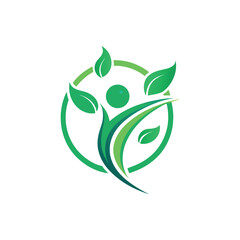 A stylized logo featuring a green, abstract human figure in an energetic pose vector 