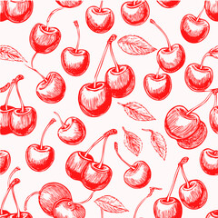 cherry print pattern, simple vector background
