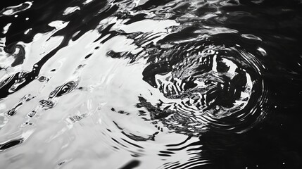 Abstract black and white photograph of water ripples and reflections creating a mesmerizing pattern.