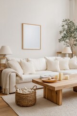 Cream-colored living room, minimalist design