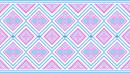 Ethnic style seamless tribal pattern. Blue, pink, Mexican, Aztec and Mayan. Design for background, vector, wallpaper, print, ethnic geometric.
