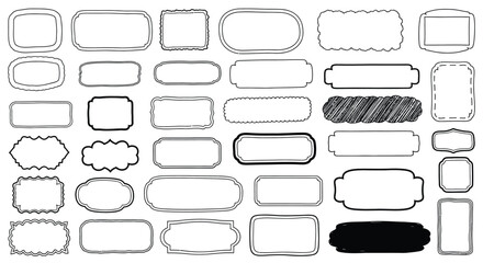 Vector art of collection of hand drawn frames and borders isolated on white background