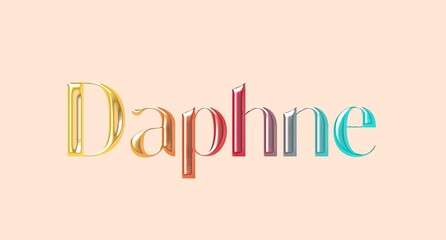 Daphne name. European Name illustration. Colorful gradient graphic vector typography with removable background. 3D Separate european name.