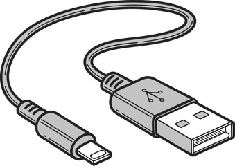 usb cable on white background vector
