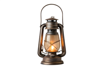 Vintage metal oil lamp with a soft glow, illuminating the darkness with an old-fashioned charm, an iconic symbol of traditional lighting for rustic decor.